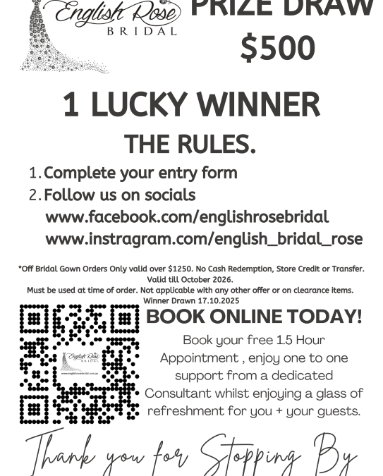 Win $500 Off with English Rose Bridal