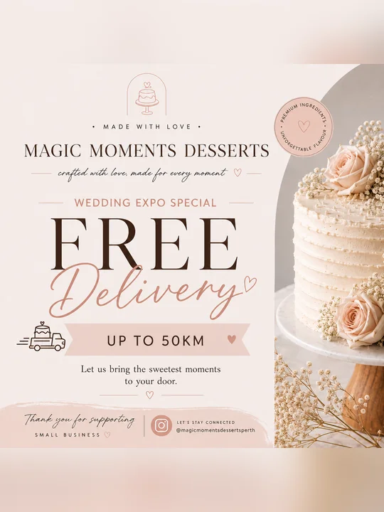Magic Moments Desserts wedding dessert offer, Perth
