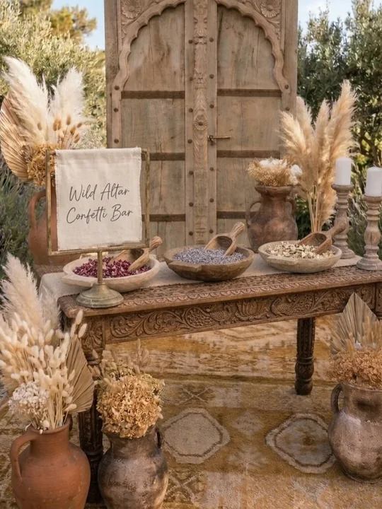Wild Altar Perth wedding ceremony and confetti bar Wild Altar Perth wedding ceremony styling with confetti bar